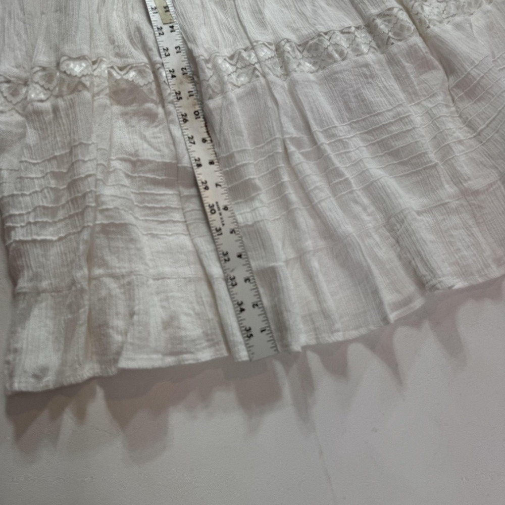 Nancy-K Skirt Womens Small White Cotton Peasant Midi Lace Tiered Boho Ruffle Hem - Picture 3 of 8